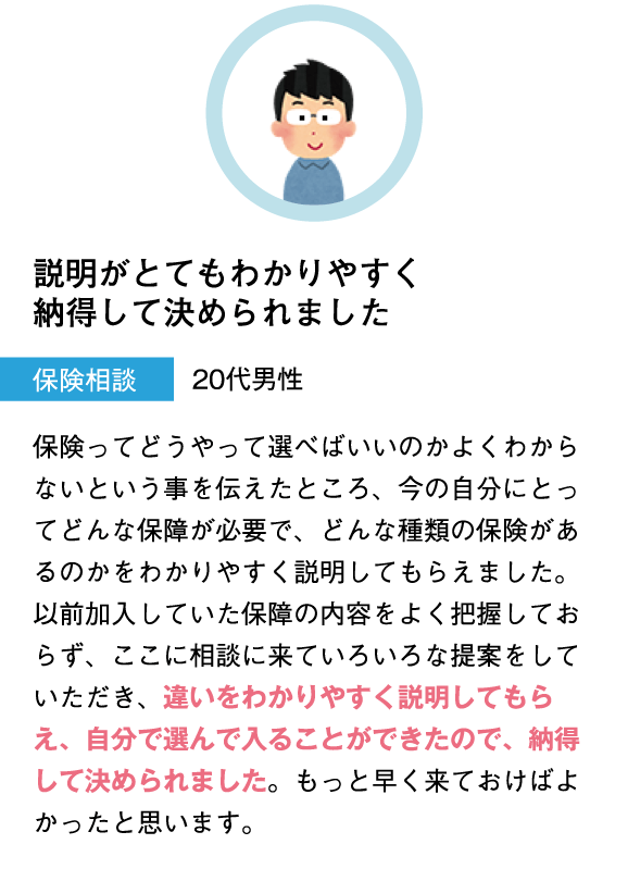 わかりやすく、非常に納得して保険に入れました。